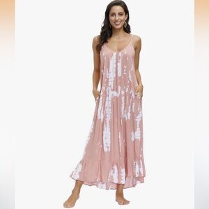 Elegant Pink Floral Maxi Dress